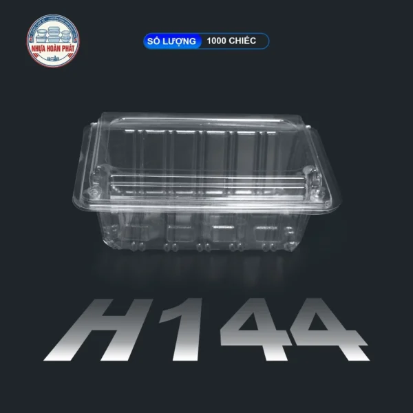 [Kiện 500] Hộp Nhựa PET Nắp Liền H144 Trong Suốt Đựng Thực phẩm