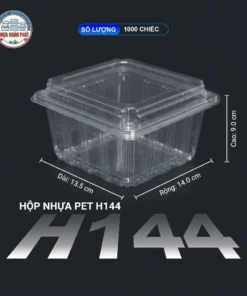 [Kiện 500] Hộp Nhựa PET Nắp Liền H144 Trong Suốt Đựng Thực phẩm