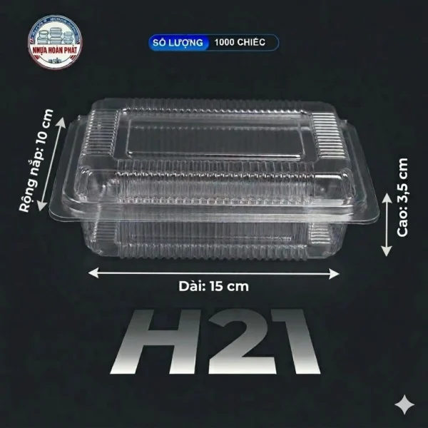 [1000] Hộp PET H21 nhựa tốt Cao Cấp trắng dày Giá Xưởng Chuyên Đựng Thực Phẩm