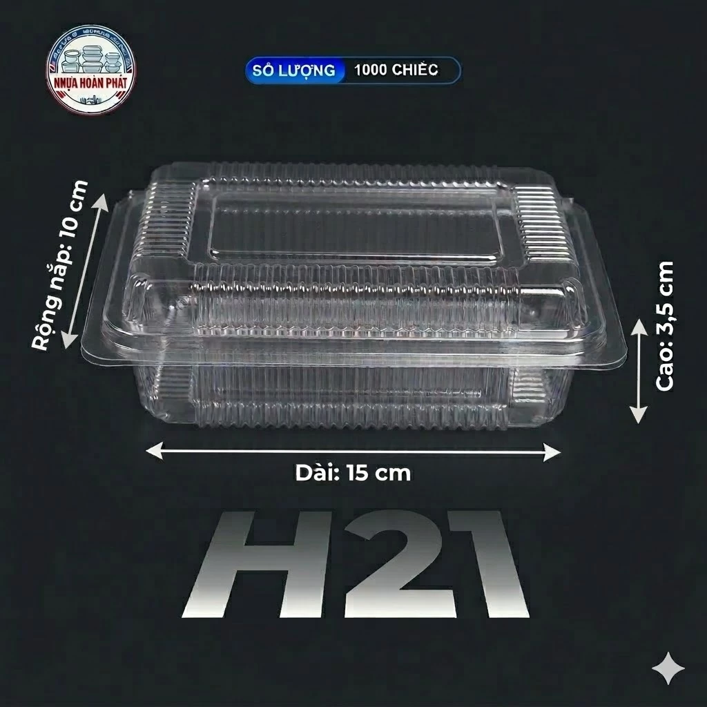 [1000] Hộp PET H21 nhựa tốt Cao Cấp trắng dày Giá Xưởng Chuyên Đựng Thực Phẩm
